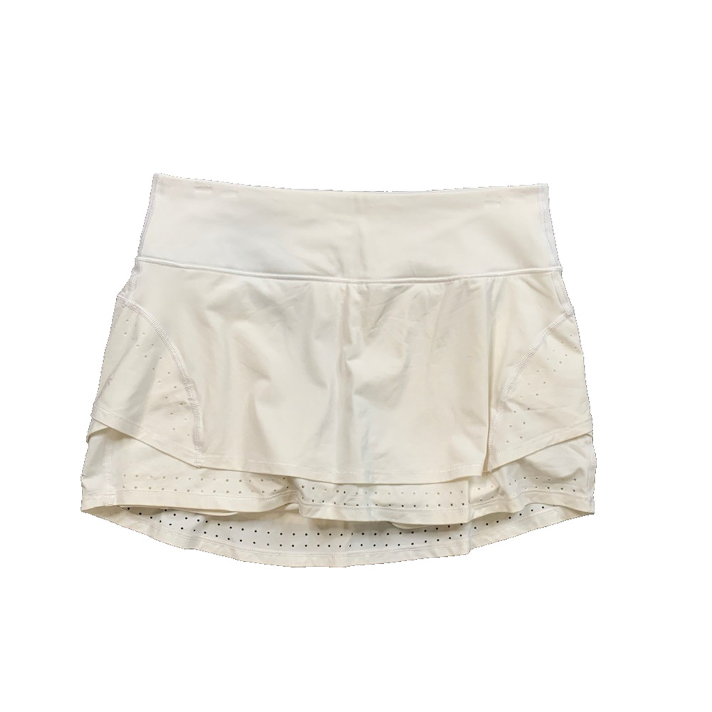 Athleta Skort Womens M Medium Ivory Stealth TruCool Layered Perforated Mini